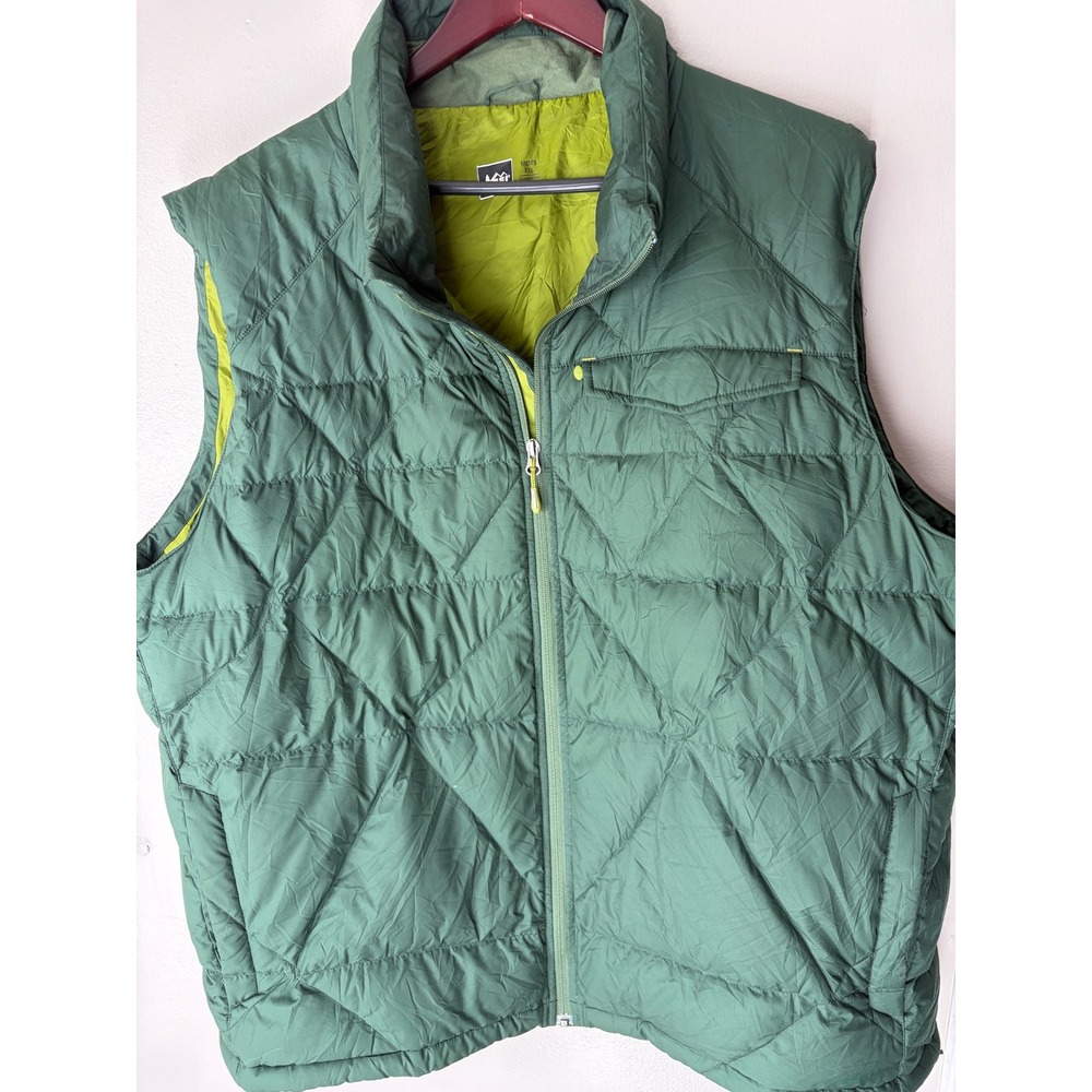 REI Co-op Mens XXL Green Quilted Puffer Vest Full Zip Ripstop RN 37249